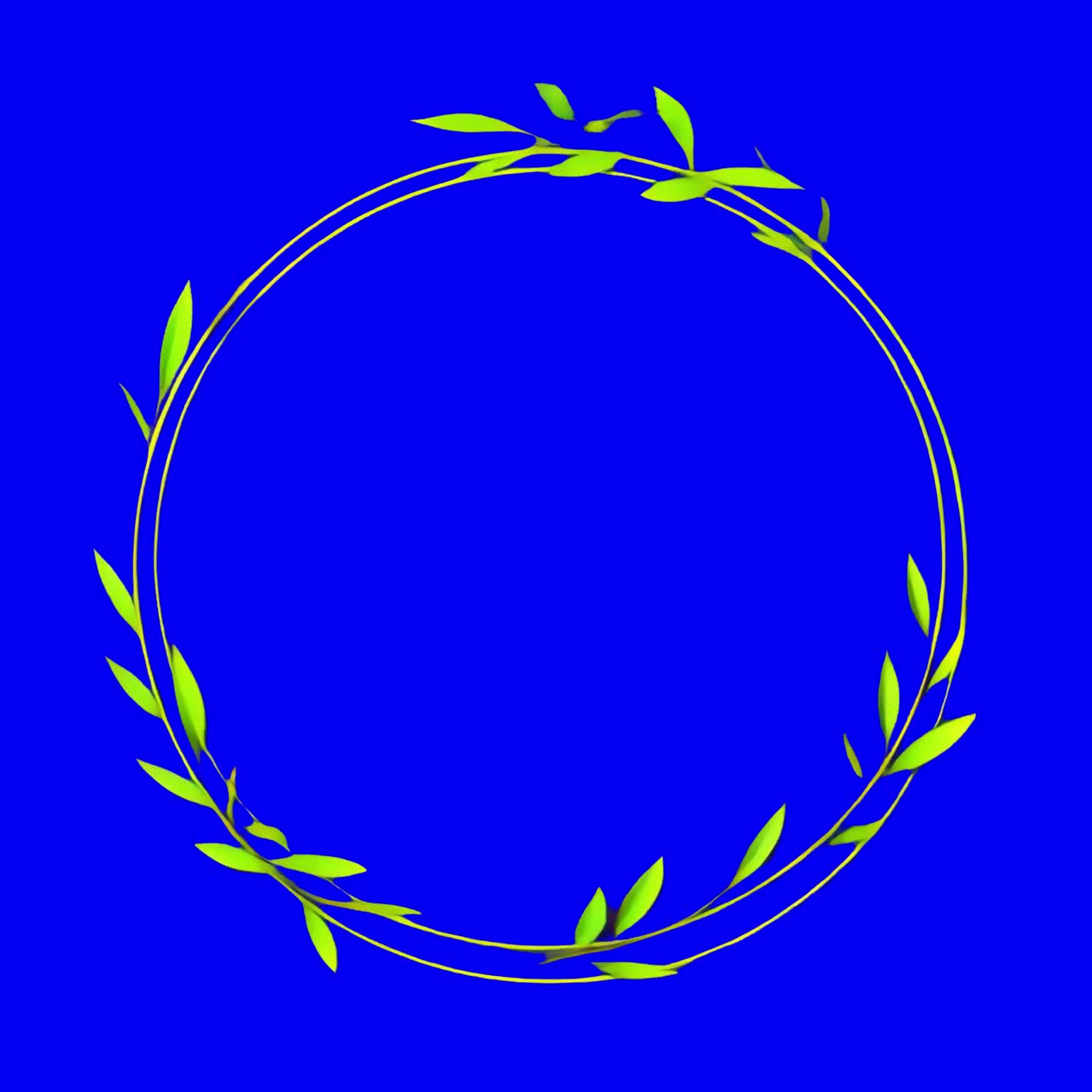 Minimalist botanical circular frame animation, transparent 4K video, green screen