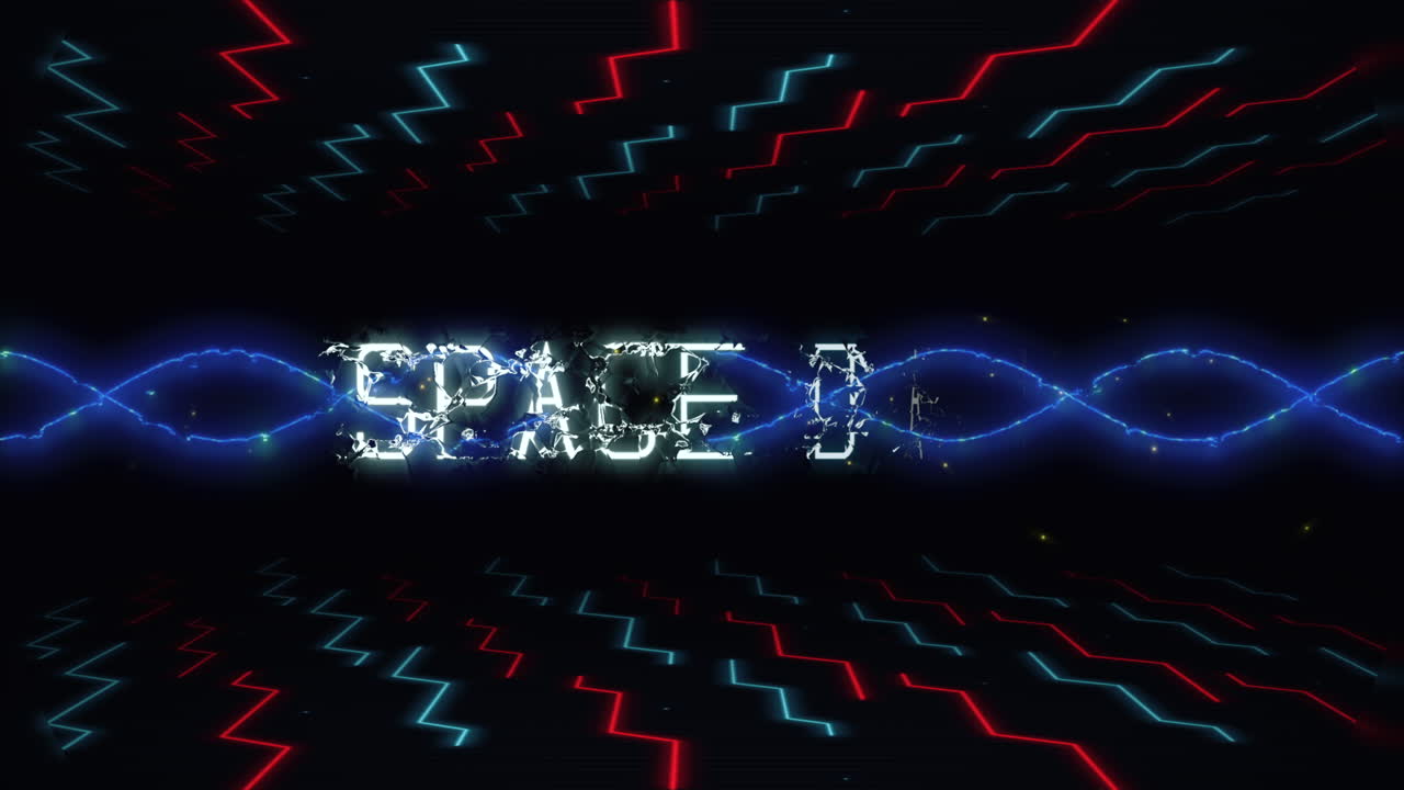 Space Day with waves and lines elements in digital screen