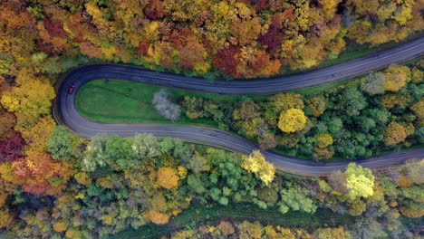 aerial landscape in autumn forest in hungary