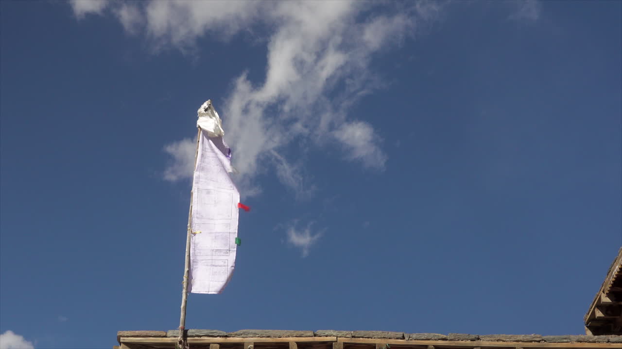 Prayer Flag Waving in the Wind