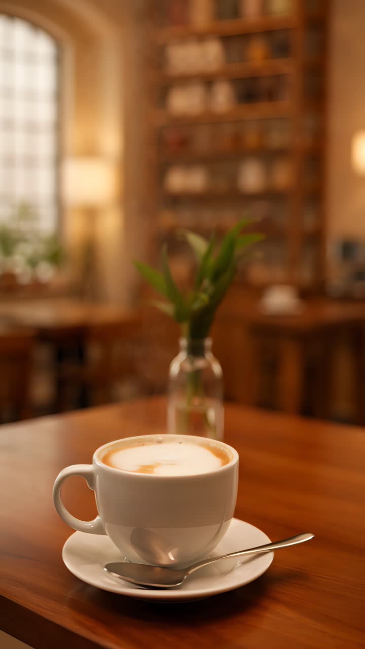 Interno di caffè estetico con atmosfera accogliente 4K