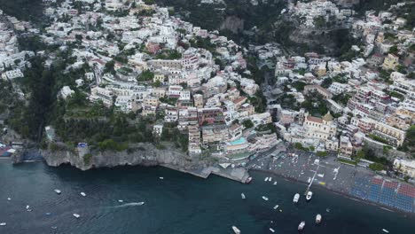 a view of the beautiful positano from above in italy, amalfi coast