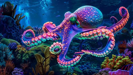 colorful octopus in a vibrant coral reef
