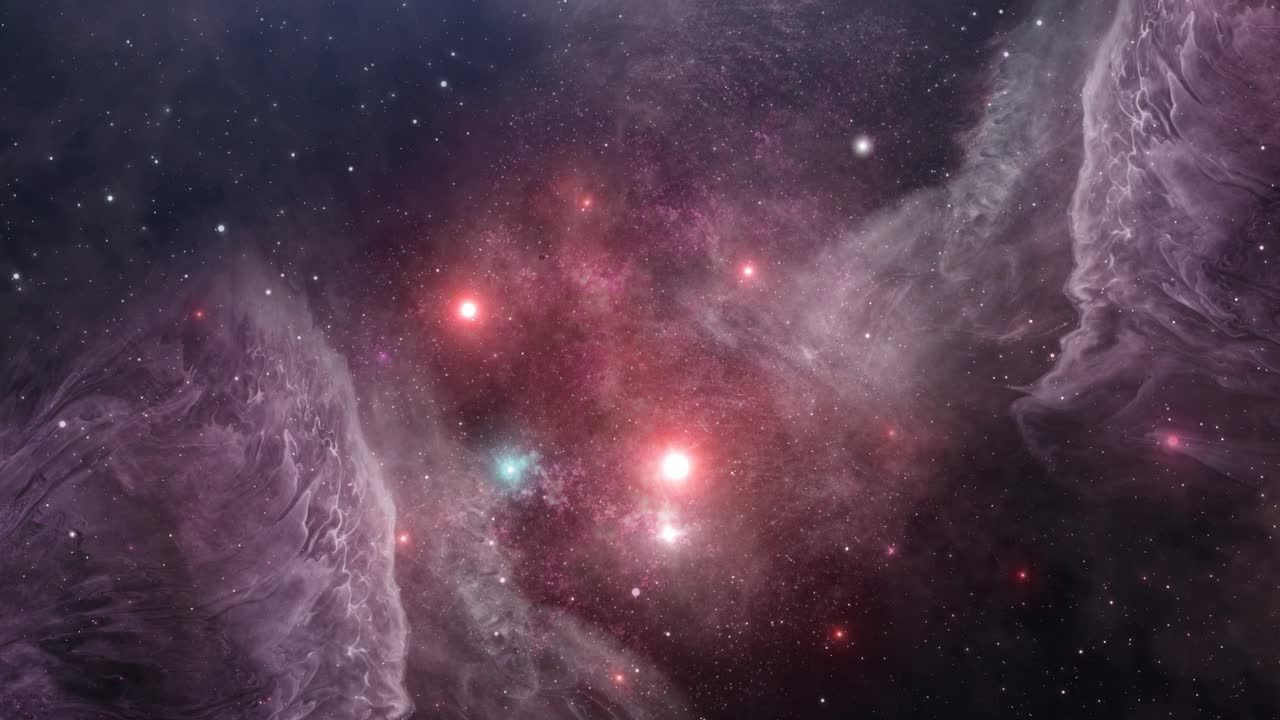 view of purple nebula and stars in the universe