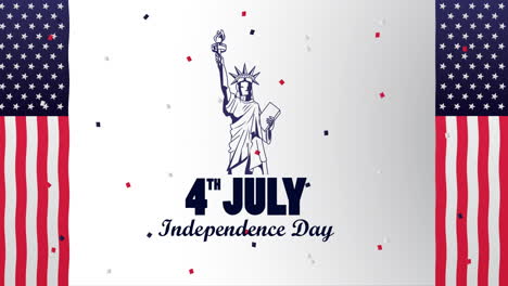 usa independence day celebration with flags and liberty statue