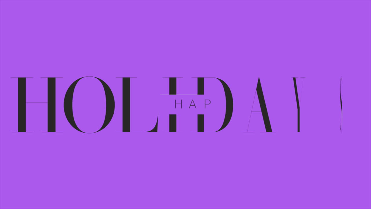 texto de introducción de animación felices fiestas sobre moda púrpura y fondo minimalista