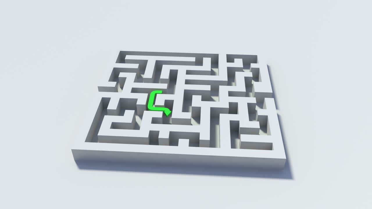 vista de una línea verde que atraviesa un laberinto