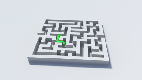 view of a green line going through a maze