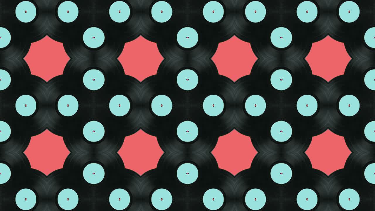 Symmetrical mosaic pattern with a simple design. A coral background with a seamless loop motion graphic