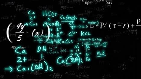 Animation-of-mathematical-formulae-and-scientific-data-processing-over-black-background