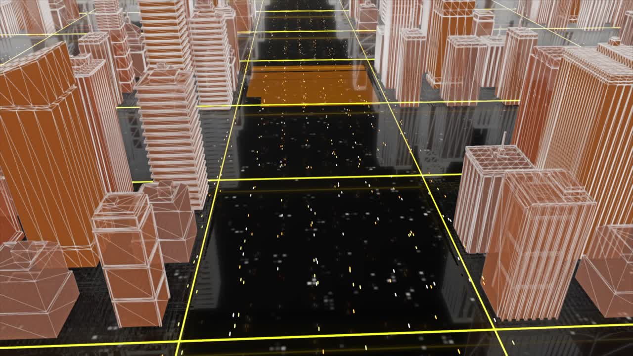 추상적인 와이어 프레임 도시 풍경