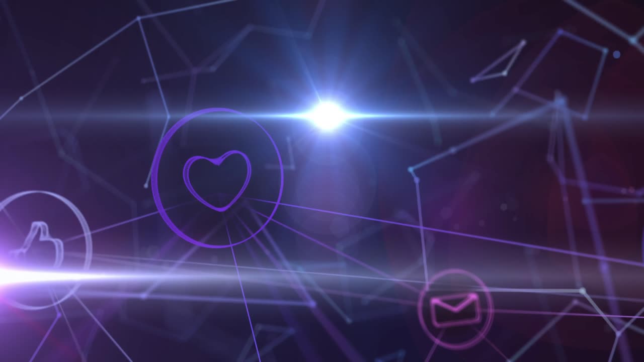 검은 바탕에 디지털 아이콘의 네트워크