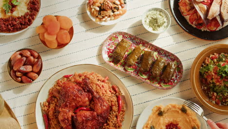 family dinner with middle eastern cuisine