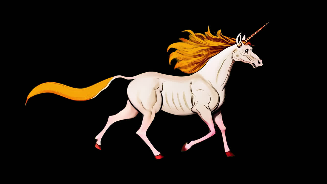 Majestic mythical creature illustration animation isolated asset, transparent 4K video, alpha