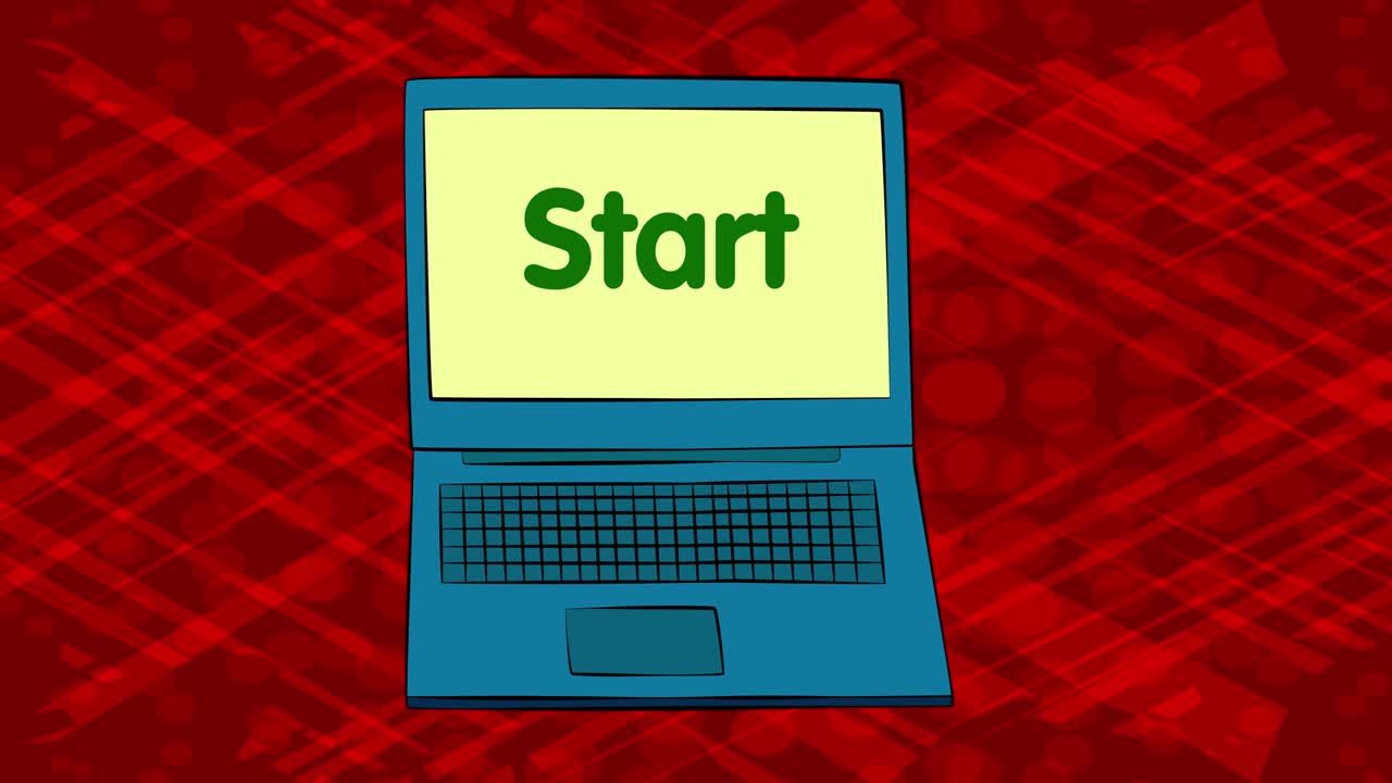 portátil con la palabra "comenzar" en la pantalla.