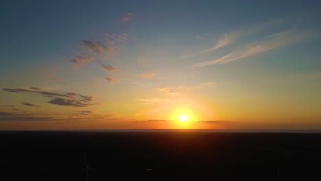 aerial view of sunset horizon over the sea