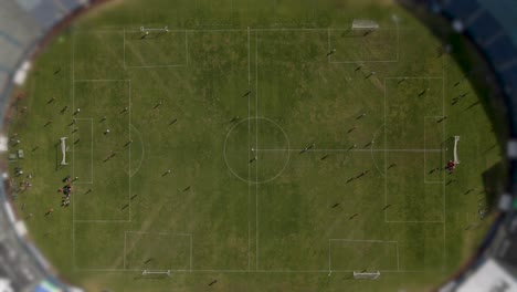 drone view of soccer match during covid19 pandemic