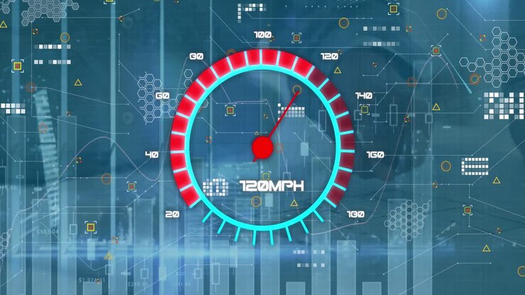 Animation of speedometer over data processing