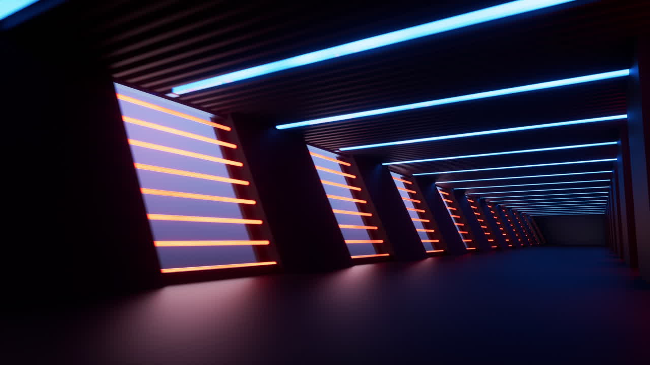 el túnel oscuro, el concepto futurista, la representación en 3d.