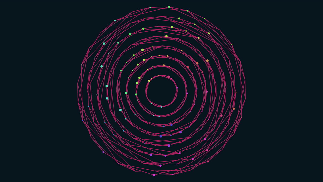 цифровая сфера с неоновыми точками и линиями на черном градиенте