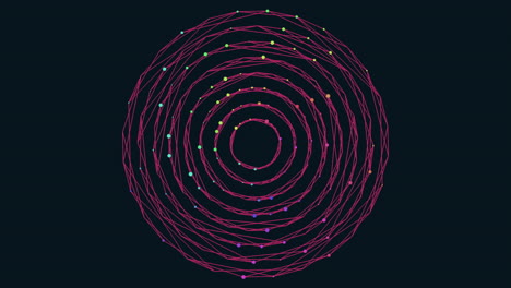 esfera digital con puntos de neón y líneas en gradiente negro