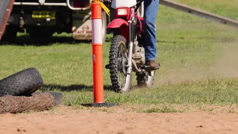 dirt bike navigating through a challenging outdoor track