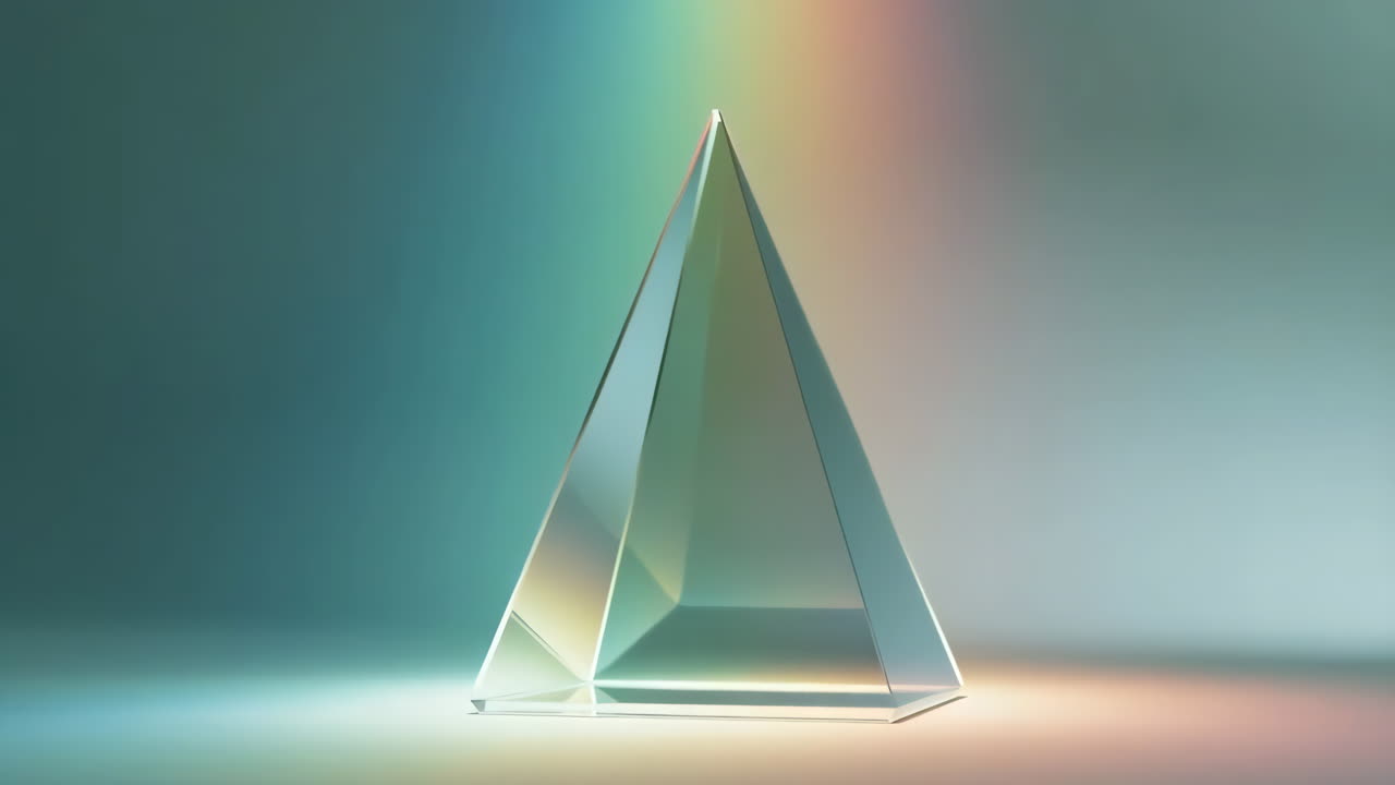 Crystal Prism Refracting Light and Creating a Rainbow Spectrum