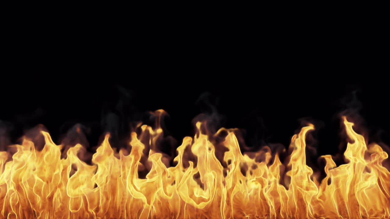 Realistic Fire Flames Burning on a Black Background