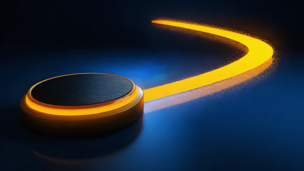 Dynamic Orb with Energetic Glow Creating a Trail of Light in a Dark Blue Environment, Showcasing Movement and Illumination in a Captivating Visual Spectrum