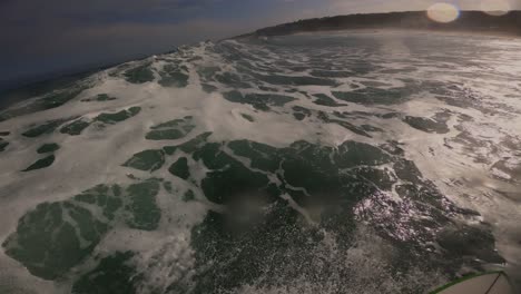 POV-Man-Surfing-Ocean-Wave,-Extreme-Sport