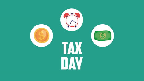 tax day animation with alarm clock and money