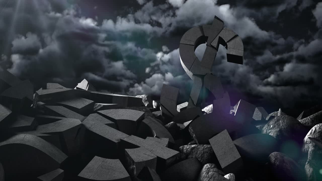 Dollar sign against stormy clouds