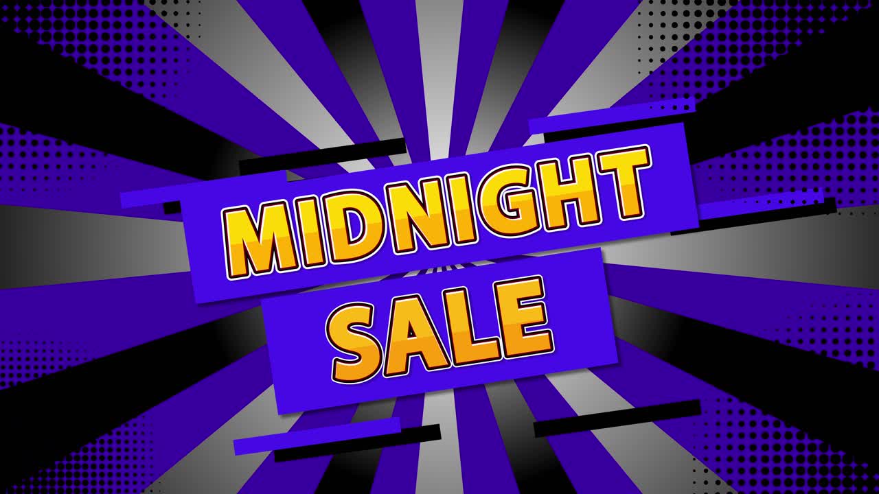 야간 쇼핑 행사를 홍보하는 화려한 애니메이션입니다.