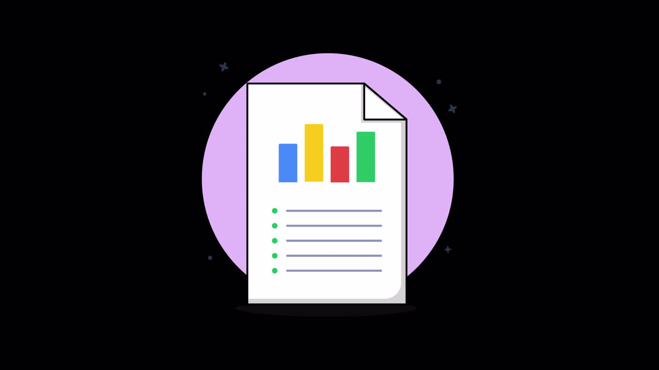 Animated Document Analysis with Magnifying Glass and Data Chart