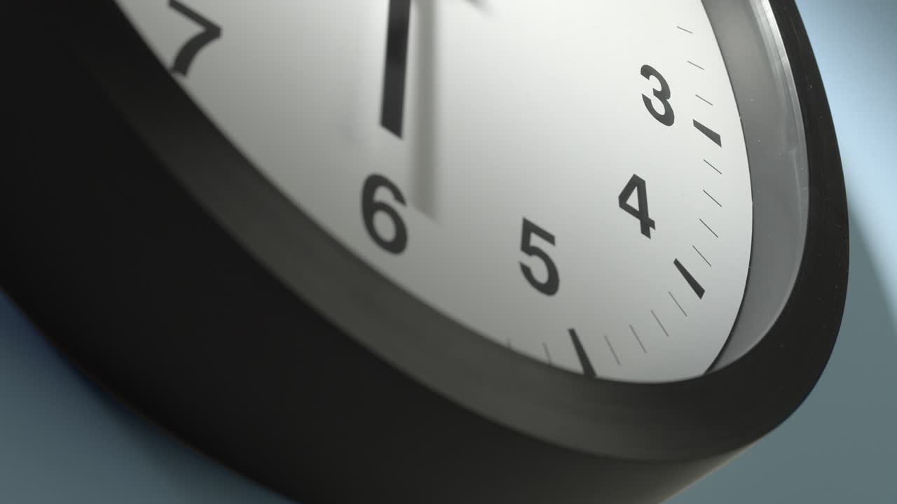 Clock Face on Light Blue Wall in Time Lapse