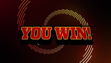 animation of you win text on black background