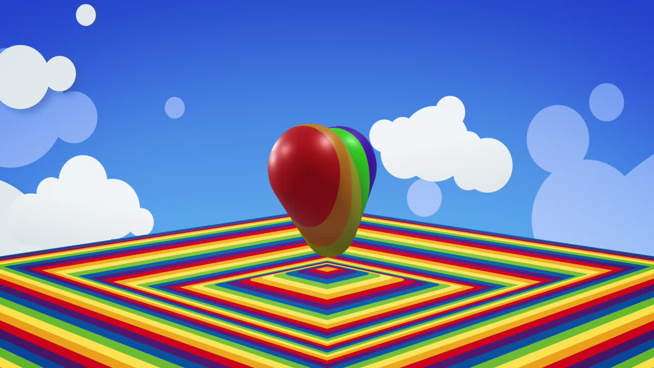 Animation of pride lgbtq heart and rainbow shapes background
