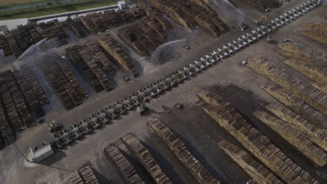 aerial shot of a timber warehouse in which