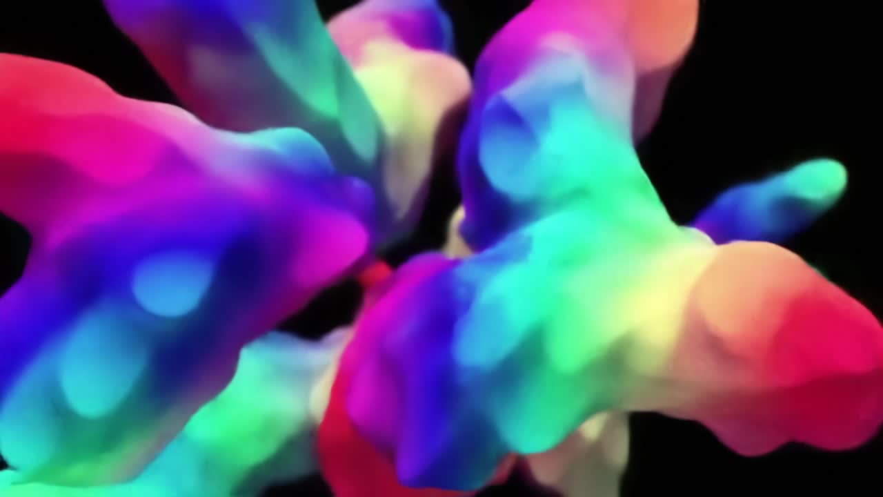 Vibrant Abstract Formation: An Explosion of Colorful Shapes and Textures Swirling in a Vivid Spectrum of Light Against a Dark Background