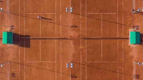 top down aerial footage of a tennis match. gyperlapse, 4k