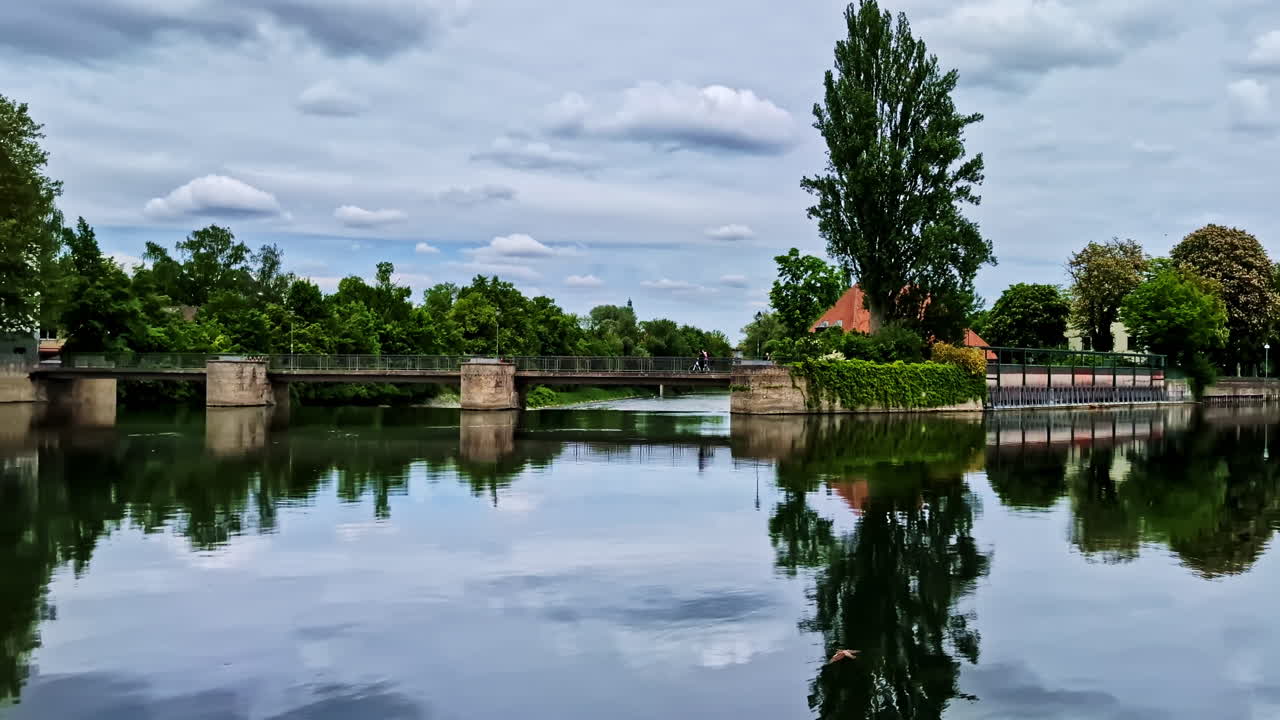 Sausteg Weir At The Ludwigswehr In Landshut, Germany. - wide shot