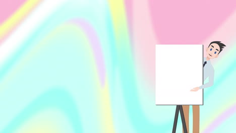 animación del icono del hombre sobre un fondo en movimiento colorido