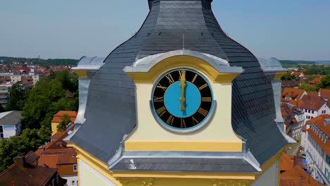 aerial view of a clock tower in a european city