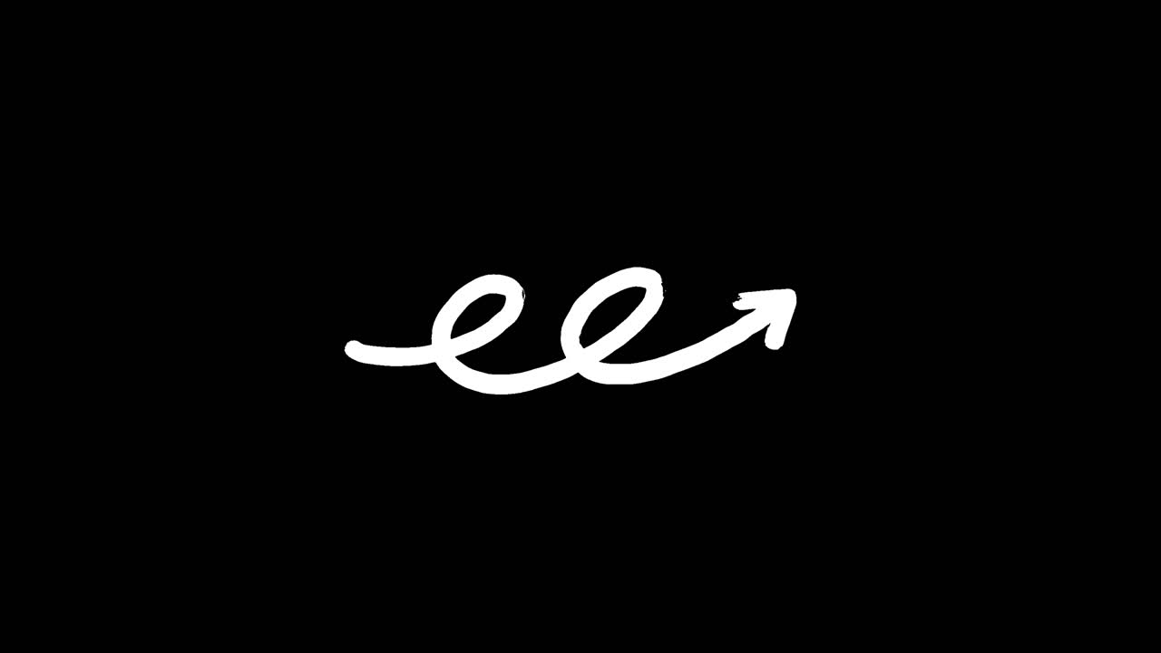 Animated White Hand Drawn Curly Arrow
