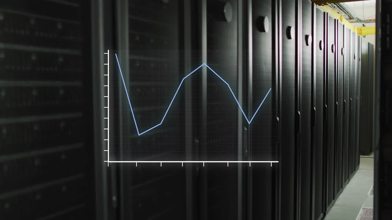 procesamiento de datos en un gráfico sobre la sala de servidores de computadora