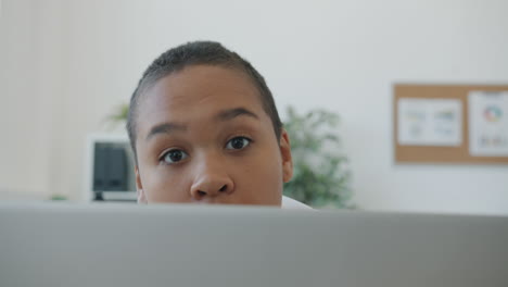 smiling teen girl having a video call