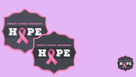 animation of multiple pink ribbon logo and hope text appearing on white background