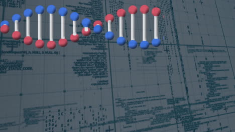 Animation of dna strand spinning over digital data processing