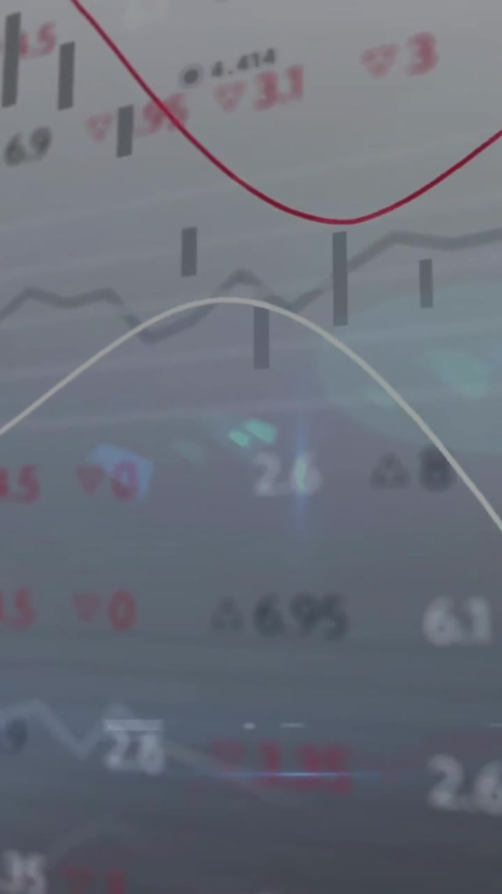 Animation of stock market, diagrams and data processing on gray background