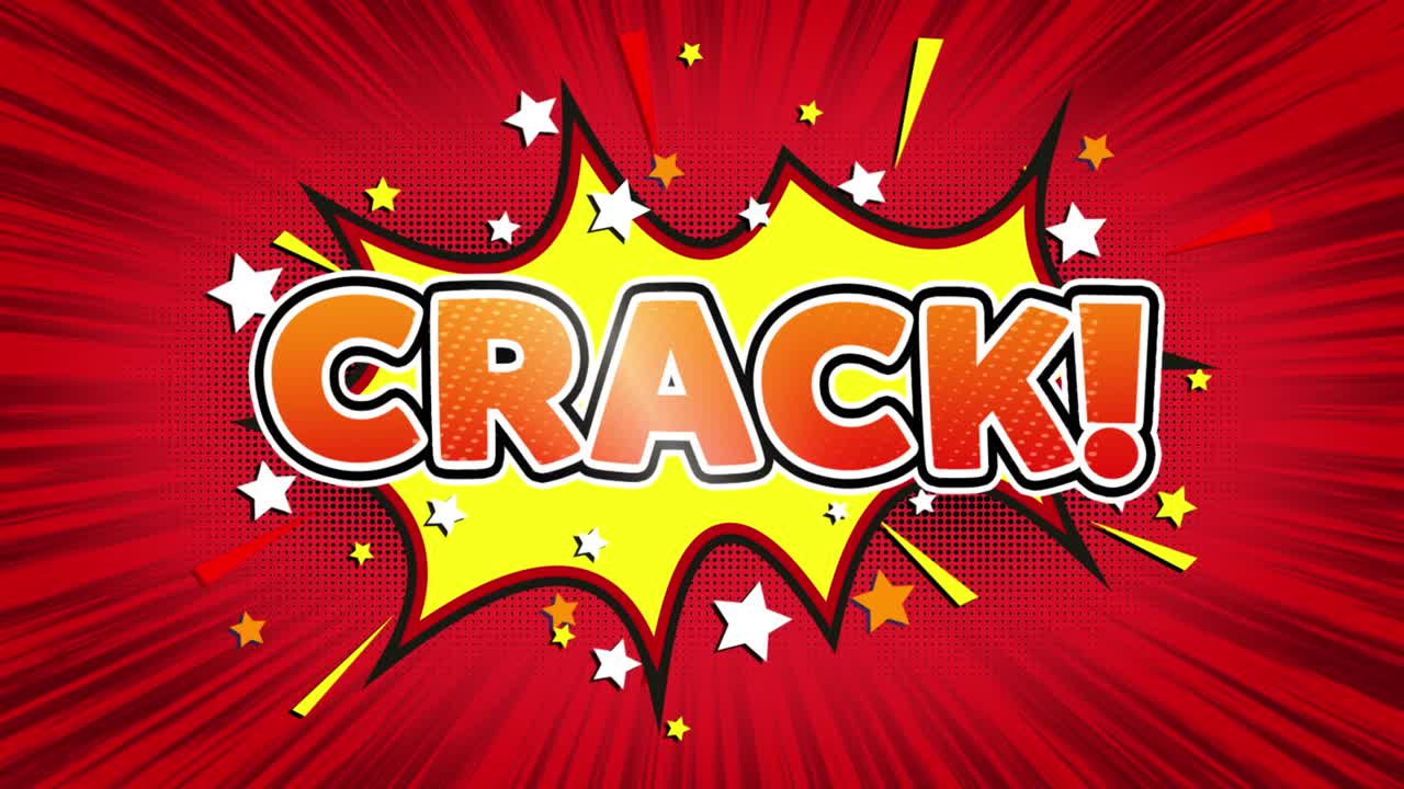 Crack text pop art style expression retro comic bubble expression cartoon illustration isolated flat